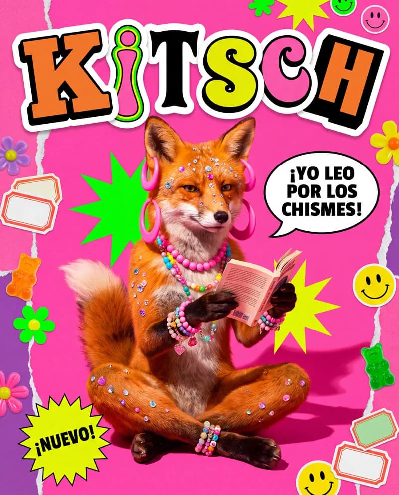 Kitsch — a female fox reading a book, poster by Martina Meyer